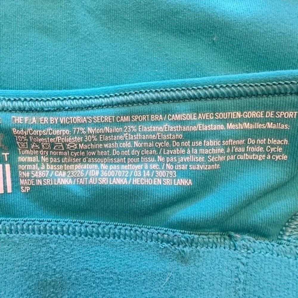 Victorias Secret VSX‎ Sport Cami Sports Bra Turquoise Blue Mesh Racerback Small